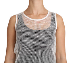 White Net  Transparent Sleeveless Tank Top Dolce & Gabbana