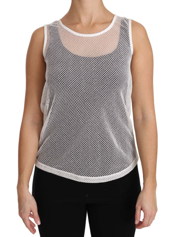 White Net  Transparent Sleeveless Tank Top Dolce & Gabbana