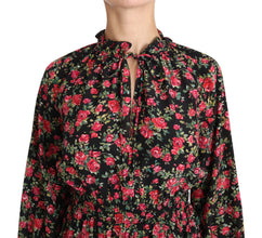 Black Rose Print Floral Shirt Top Blouse Dolce & Gabbana
