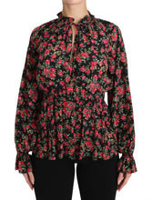Black Rose Print Floral Shirt Top Blouse Dolce & Gabbana