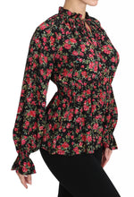 Black Rose Print Floral Shirt Top Blouse Dolce & Gabbana