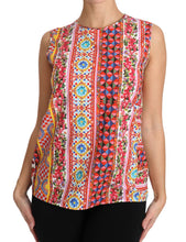 Carretto Print Pure Cotton Tank Top Floral Blouse Dolce & Gabbana