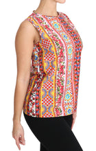 Carretto Print Pure Cotton Tank Top Floral Blouse Dolce & Gabbana