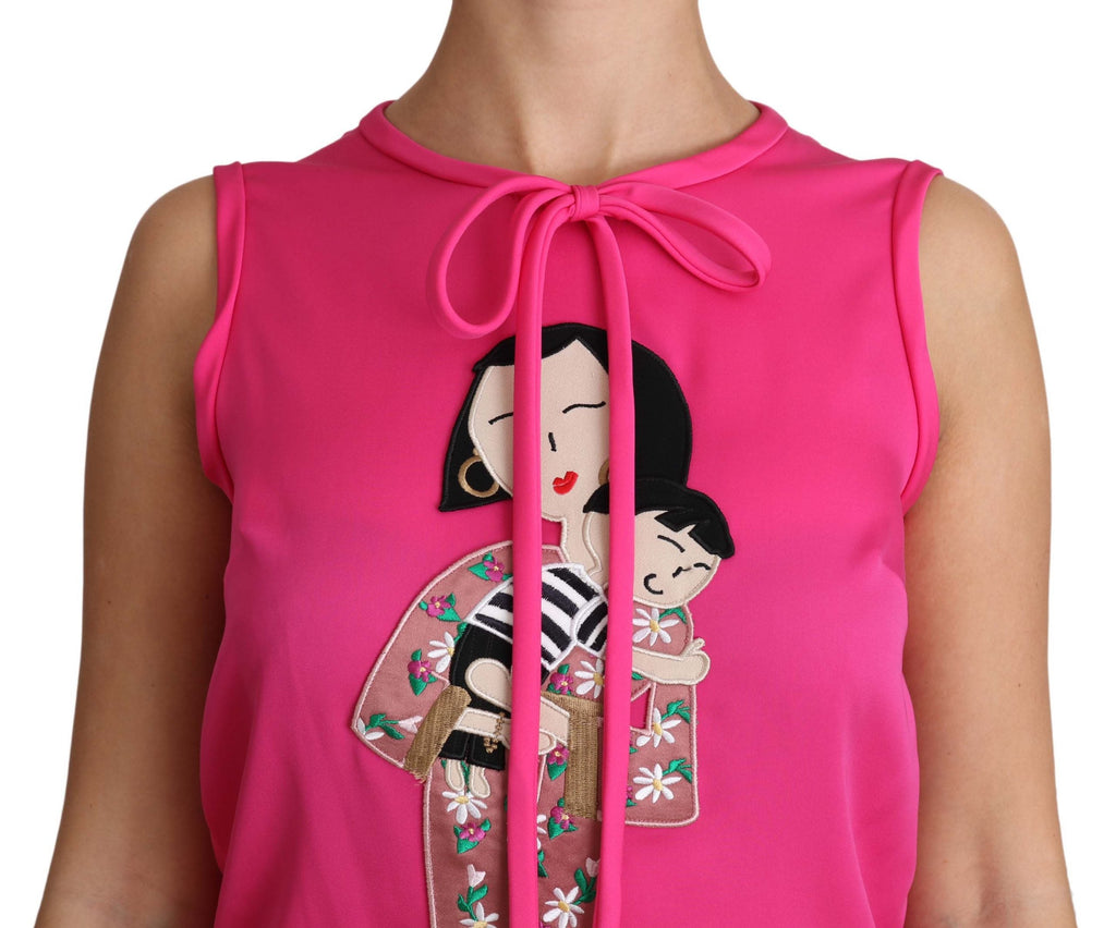 Pink Family Silk Tank  Mama Blouse Top Shirt Dolce & Gabbana