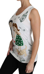 Dolce & Gabbana White Cotton #dgfamily Sleeveless Shirt Tank Top