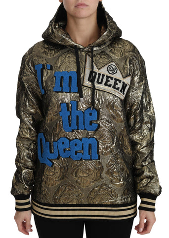 Im The Queen Jaquard Gold Sweatshirt  Hoodie Dolce & Gabbana