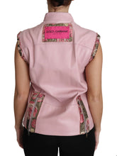 Pink Zippered Lamb Sleeveless Vest Leather Jacket Dolce & Gabbana
