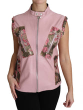 Pink Zippered Lamb Sleeveless Vest Leather Jacket Dolce & Gabbana
