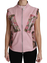 Pink Zippered Lamb Sleeveless Vest Leather Jacket Dolce & Gabbana