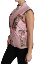 Pink Zippered Lamb Sleeveless Vest Leather Jacket Dolce & Gabbana