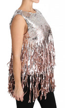 Golden Pink Sequined Fringe Tank Top Dolce & Gabbana