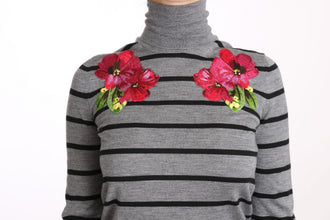 Gray Cashmere Silk Turtleneck Sweater Dolce & Gabbana