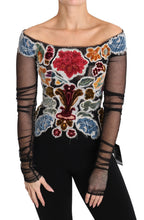 Black Floral Ricamo Top T-shirt Blouse Dolce & Gabbana