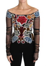 Black Floral Ricamo Top T-shirt Blouse Dolce & Gabbana