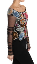 Black Floral Ricamo Top T-shirt Blouse Dolce & Gabbana