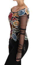 Black Floral Ricamo Top T-shirt Blouse Dolce & Gabbana