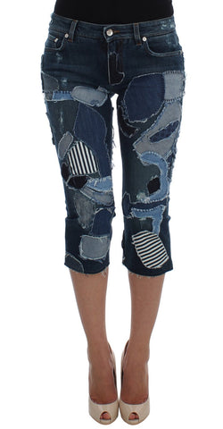 Stretch Blue Patchwork Jeans Shorts Dolce & Gabbana