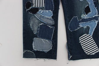Stretch Blue Patchwork Jeans Shorts Dolce & Gabbana
