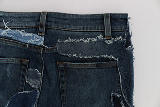 Stretch Blue Patchwork Jeans Shorts Dolce & Gabbana