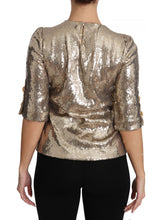 Gold Sequined Parrot Crystal Blouse Dolce & Gabbana