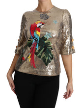 Gold Sequined Parrot Crystal Blouse Dolce & Gabbana
