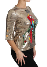 Gold Sequined Parrot Crystal Blouse Dolce & Gabbana