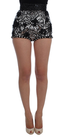 Black Crystal Sequined Mini Shorts Dolce & Gabbana
