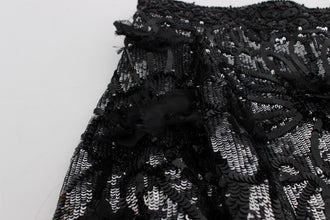 Black Crystal Sequined Mini Shorts Dolce & Gabbana