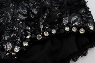 Black Crystal Sequined Mini Shorts Dolce & Gabbana