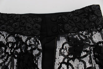 Black Crystal Sequined Mini Shorts Dolce & Gabbana