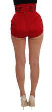 Red Silk Crystal Roses Shorts Dolce & Gabbana