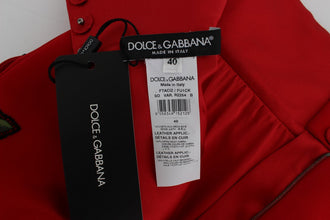Red Silk Crystal Roses Shorts Dolce & Gabbana