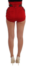 Red Silk Crystal Roses Shorts Dolce & Gabbana