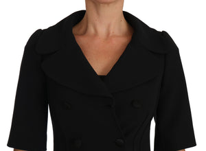 Black Short Fitted Wool Cropped Jacket Blazer Dolce & Gabbana