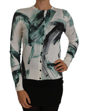 White Silk Cardigan Lightweight Paint Stroke Sweater Dolce & Gabbana
