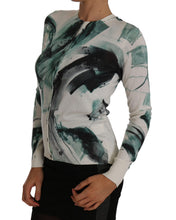 White Silk Cardigan Lightweight Paint Stroke Sweater Dolce & Gabbana