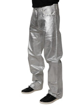 Dolce & Gabbana Metallic Silver Cotton Straight Denim Jeans