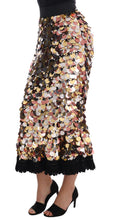 Gold Sequined Peplum High Waist Skirt Dolce & Gabbana