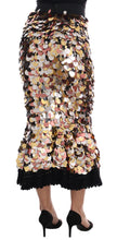 Gold Sequined Peplum High Waist Skirt Dolce & Gabbana