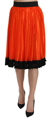 Orange High Waist Knee Length Skirt Dolce & Gabbana