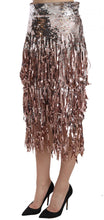Sequin Embellished Fringe Midi Pencil Skirt Dolce & Gabbana