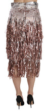 Sequin Embellished Fringe Midi Pencil Skirt Dolce & Gabbana