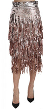 Sequin Embellished Fringe Midi Pencil Skirt Dolce & Gabbana