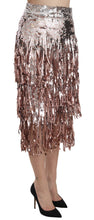 Sequin Embellished Fringe Midi Pencil Skirt Dolce & Gabbana
