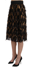 Black Gold Fringe Metallic Pencil A-line Skirt Dolce & Gabbana