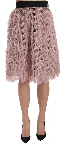 Pink Gold Fringe Metallic Pencil A-line Skirt Dolce & Gabbana