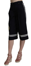 Black Cotton Cropped Embellished Pants Dolce & Gabbana