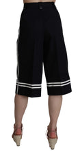 Black Cotton Cropped Embellished Pants Dolce & Gabbana