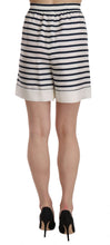 Black & White Stripe Garterized Silk Shorts Dolce & Gabbana