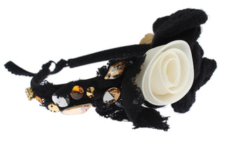 Diadem Headband Tiara White Rose Crystal Hair Gold Dolce & Gabbana